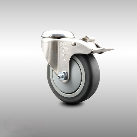 Service Caster 4 Inch 316SS Thermoplastic Rubber Swivel Bolt Hole Caster with Total Lock Brake SCC-SS316BHTTL20S414-TPRB